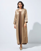 Load image into Gallery viewer, Beige Abaya with Embellished Sleeves