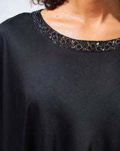 Load image into Gallery viewer, Black Evening Kaftan with Embellished Neckline
