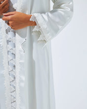 Load image into Gallery viewer, White Lace Abaya in Silk Fabric