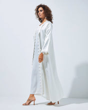 Load image into Gallery viewer, White Lace Abaya in Silk Fabric