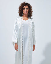 Load image into Gallery viewer, White Lace Abaya in Silk Fabric