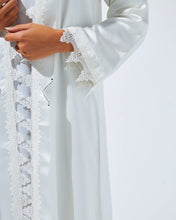 Load image into Gallery viewer, White Lace Abaya in Silk Fabric
